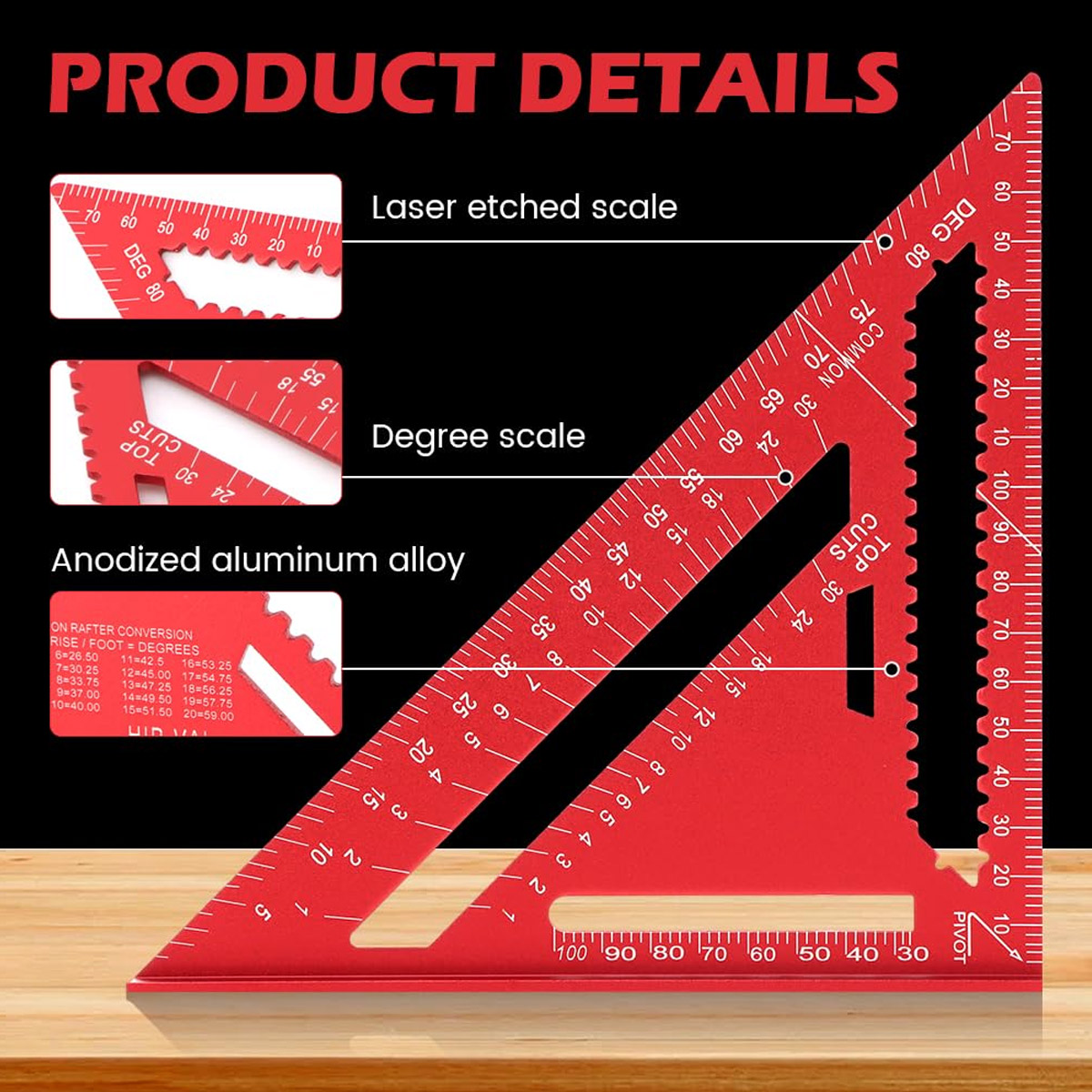 Woodworking Cutting Tools - Aluminum Alloy Speed Square High Precision