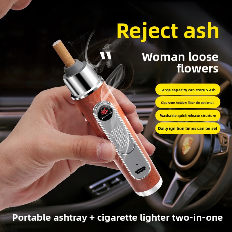 Woodworking Gifts For Men - HOT Handheld Mini Ashtrays USB Lighter