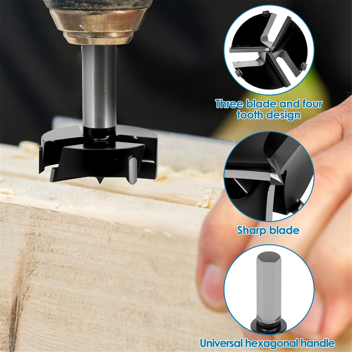 Woodworking Cutting Tools - ABNJ Bit for Woodworking, Triple Flute