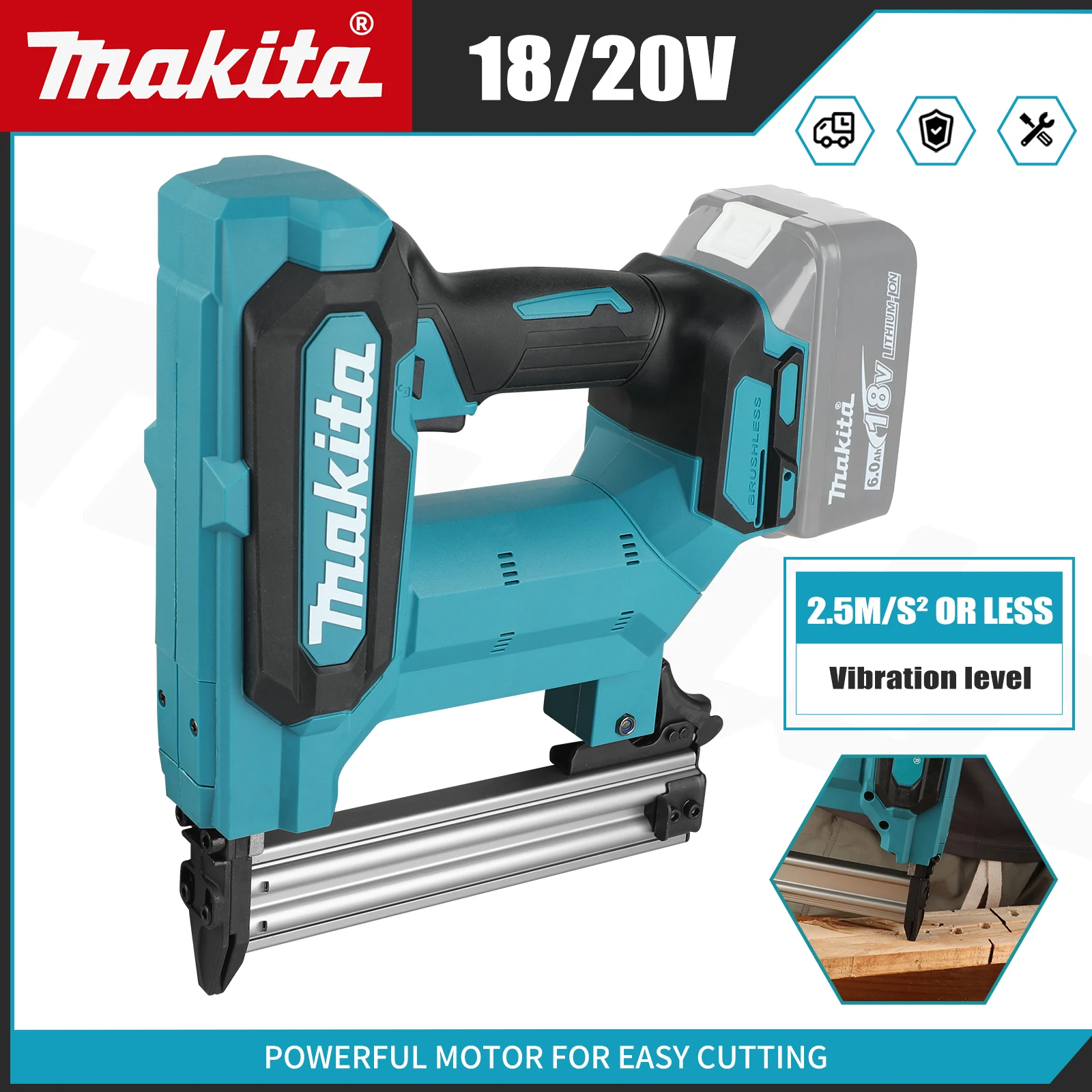 Woodworking Nail Gun - Makita 100-Nail Capacity,Cordless, Ideal for Flooring,