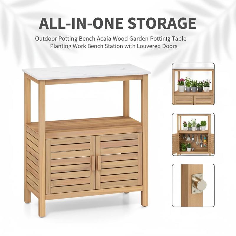 Outdoor Potting Bench Acacia W – Woodworking Work Table recenzja i cena