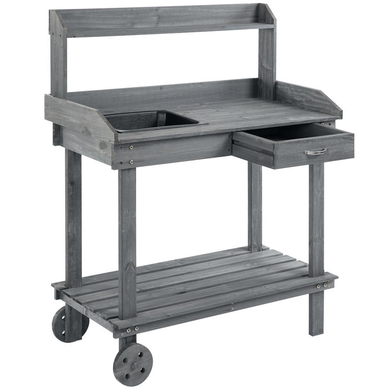 Outsunny 36'' Wooden Potting B – Woodworking Work Table recenzja i cena