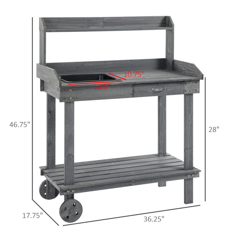 Outsunny 36'' Wooden Potting B – Woodworking Work Table recenzja i cena