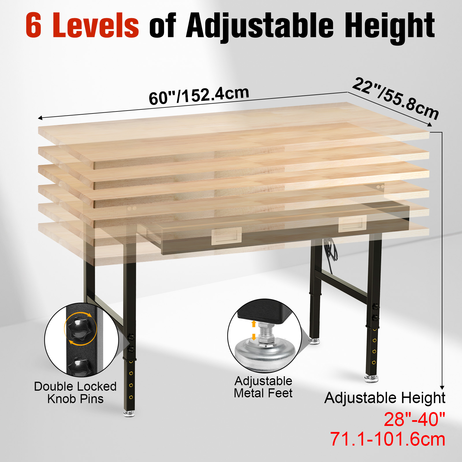 MUWOOD 60x22“ Workbench with D – Woodworking Work Table recenzja i cena
