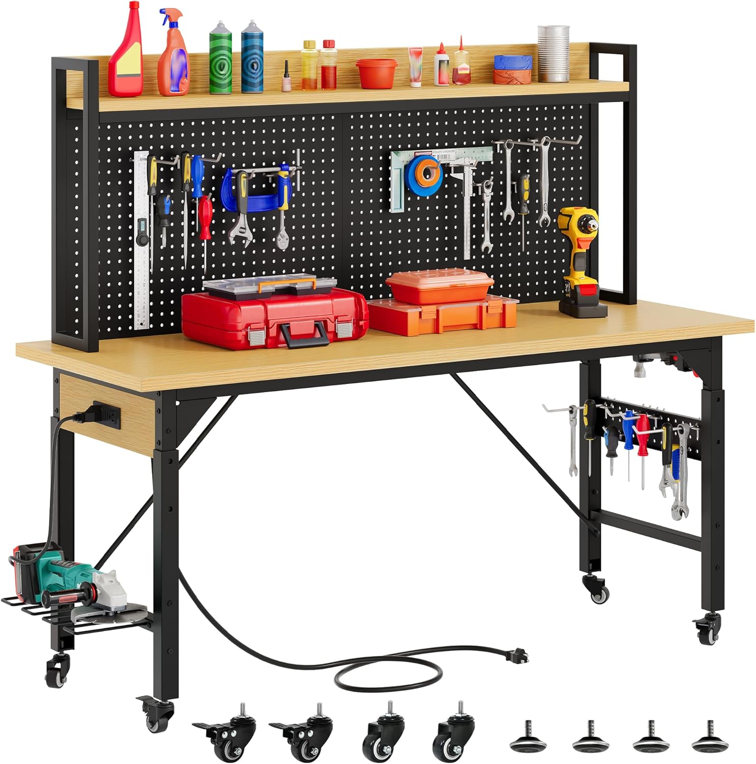 Work Bench With Wheels Pegboar – Woodworking Work Table recenzja i cena