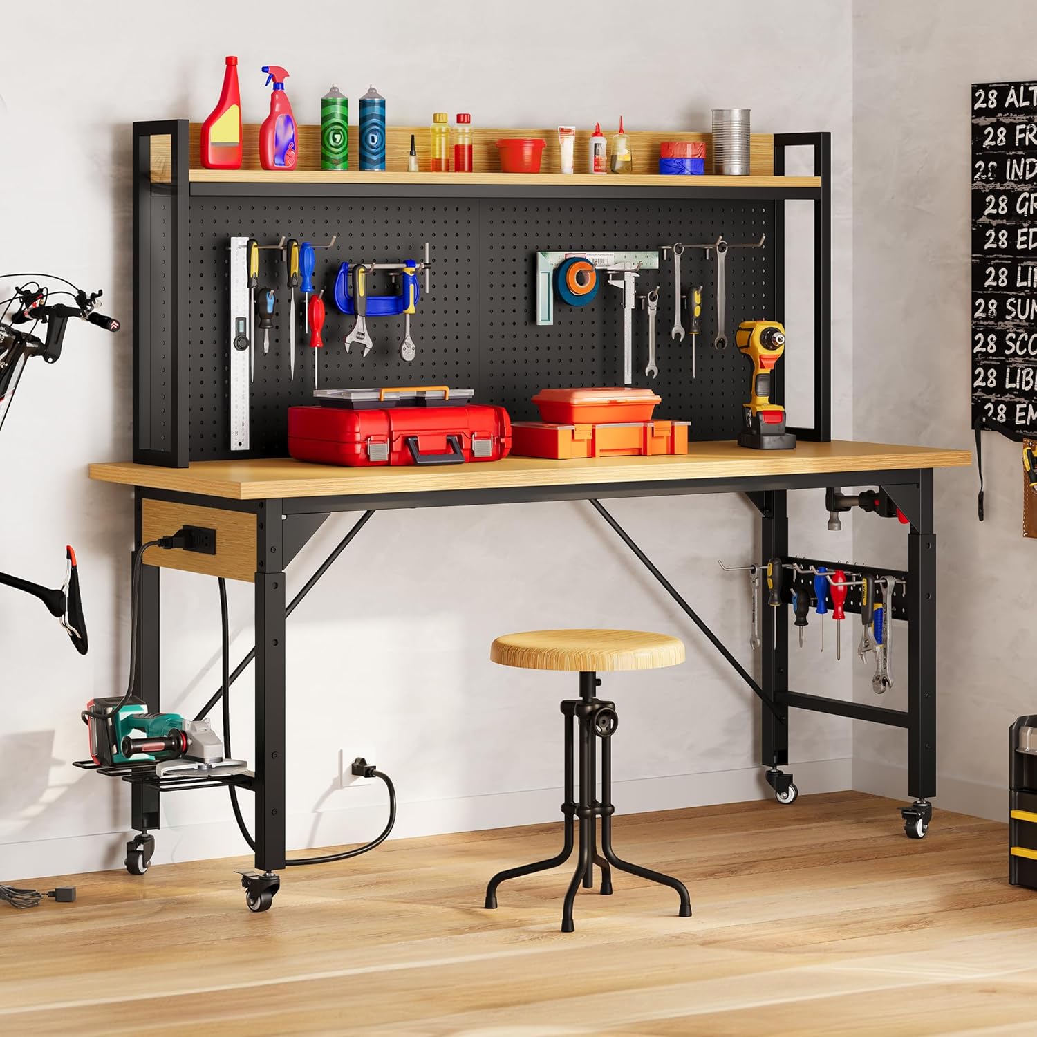 Work Bench With Wheels Pegboar – Woodworking Work Table recenzja i cena