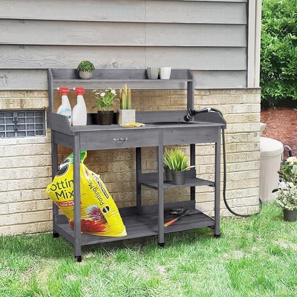 Potting Bench Table Patio Outd – Woodworking Work Table recenzja i cena