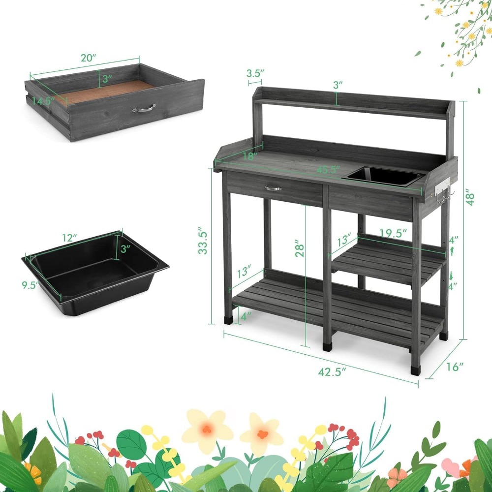 Potting Bench Table Patio Outd – Woodworking Work Table recenzja i cena